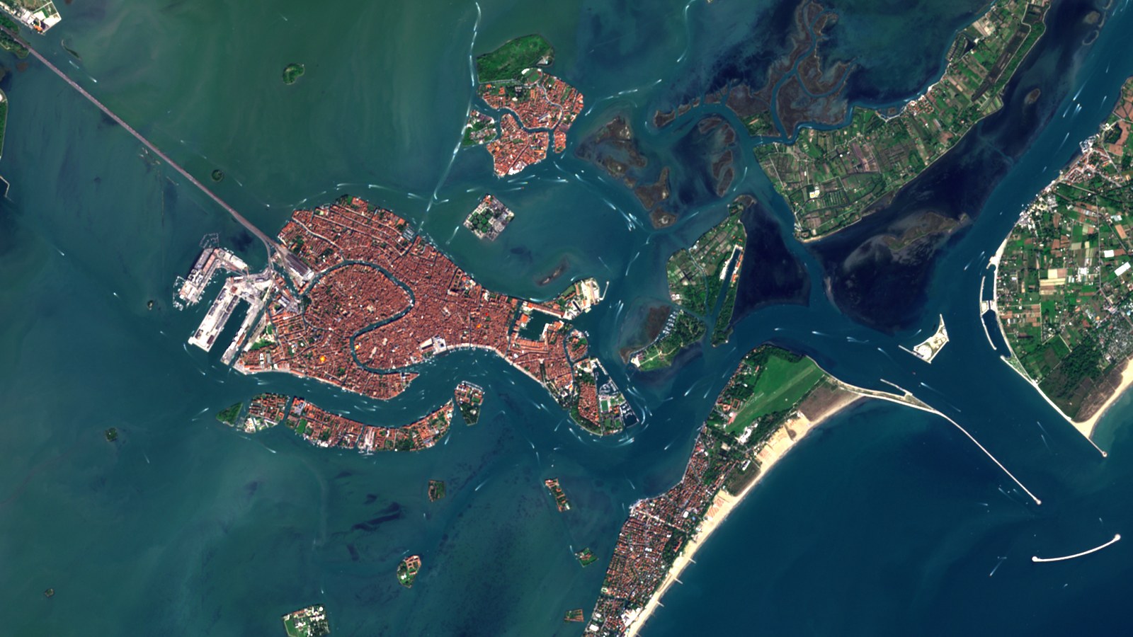 Venice and its lagoon, Italy, Natural colour, high contrast · Sentinel-2 L2A, 26 September 2026